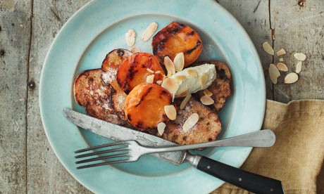 French toast, grilled apricots and almonds