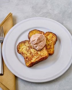 French toast with gianduja whipped cream