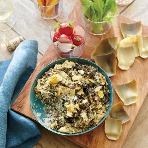 Fresh artichoke and kale dip