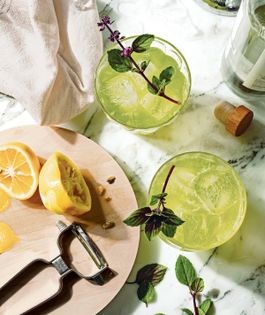 Fresh basil mezcal margarita