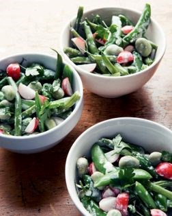 Fresh bean salad with radish and Caesar dressing