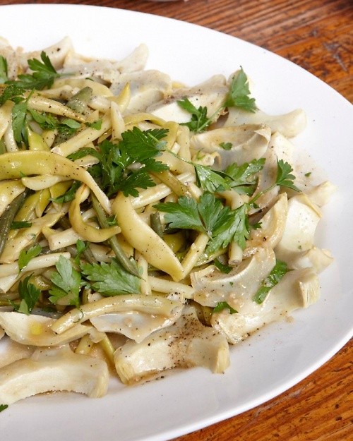 Fresh beans and artichokes