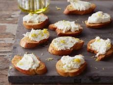 Fresh cheese curd crostini