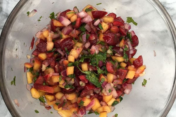 Fresh cherry & peach salsa
