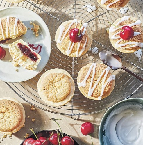 Fresh cherry Bakewell tarts