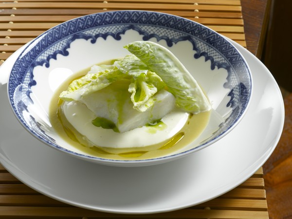 Fresh cod with green olives