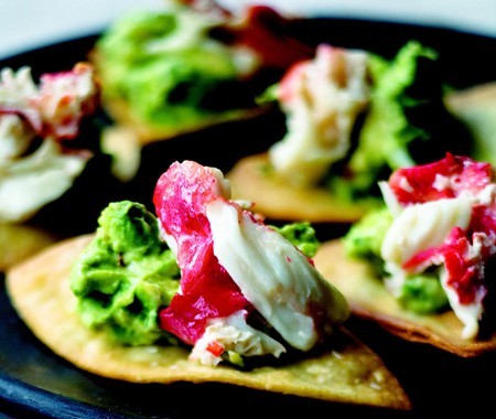 Fresh crab and avocado dip with crispy tortilla chips