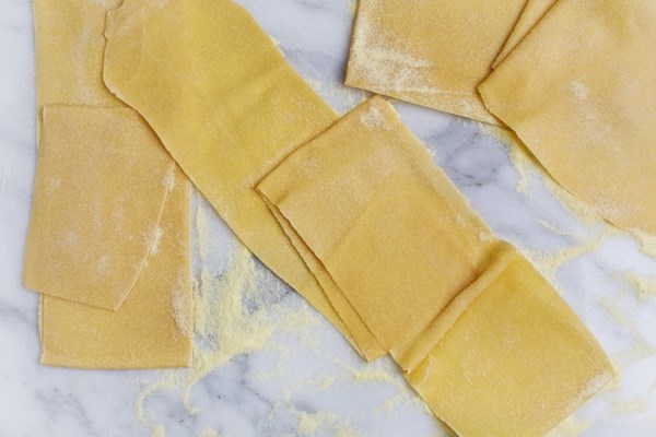 Fresh egg pasta for lasagna