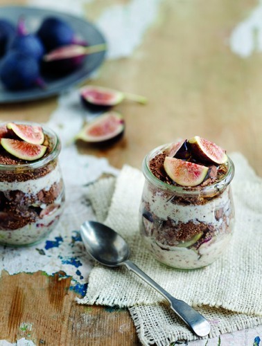 Fresh fig parfaits with popped amaranth and almond cream