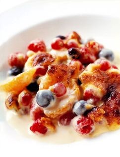 Fresh fruits with an aquavit-glazed sabayon