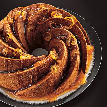Fresh ginger cake with candied citrus glaze