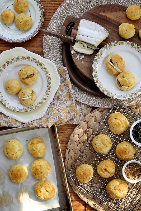 Fresh herb and Gruyere cheese puffs