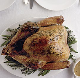 Fresh herb and salt-rubbed roasted turkey