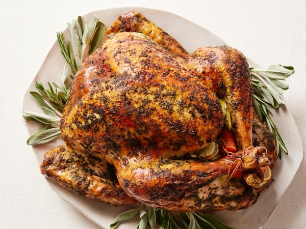 Fresh herb butter-basted turkey 