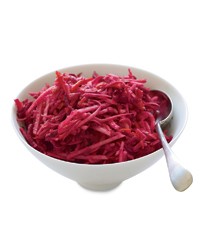 Fresh horseradish relish with apples and cranberries