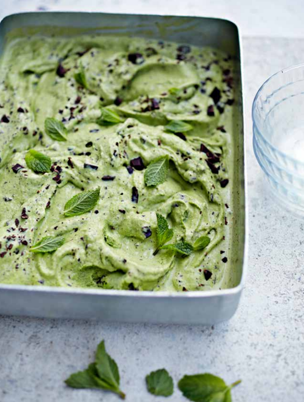Fresh mint and chocolate chip ice cream (Gelato con gocce di cioccolato e menta fresca)