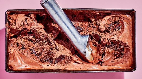Fresh mint and chocolate ice cream
