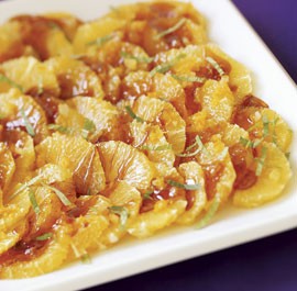 Fresh oranges with caramel & ginger