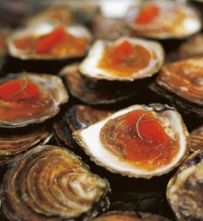 Fresh oysters with ginger and lemongrass ponzu