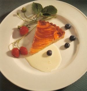 Fresh peach and almond tart