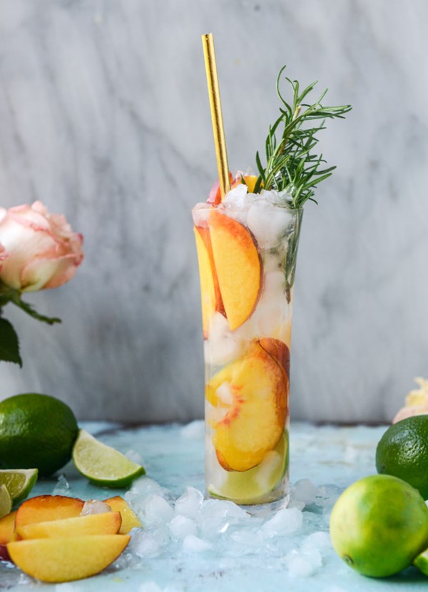 Fresh peach gin and tonic