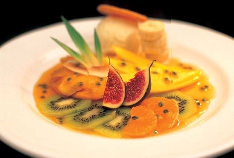 Fresh pineapple in caramel syrup