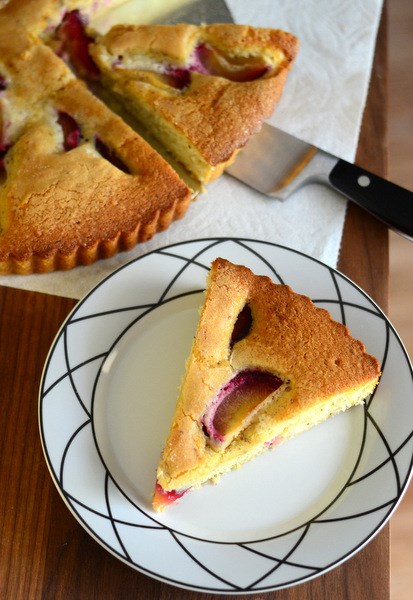 Fresh plum and almond cake