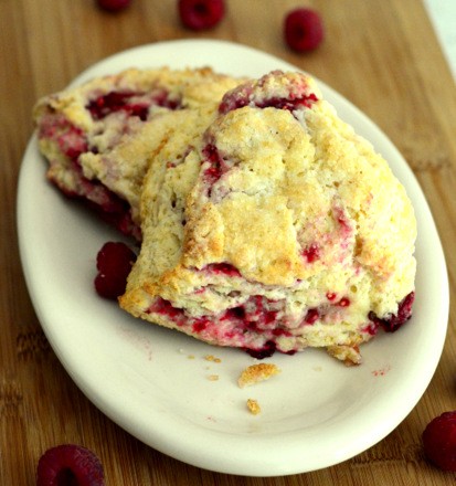 Fresh raspberry scones