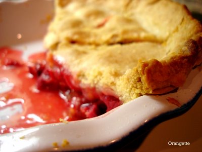 Fresh rhubarb pie with orange zest