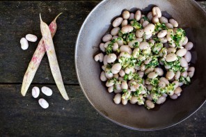 Fresh shell beans with rosemary gremolata
