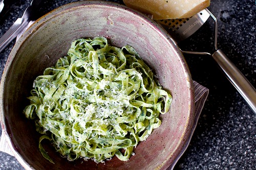 Fresh spinach pasta