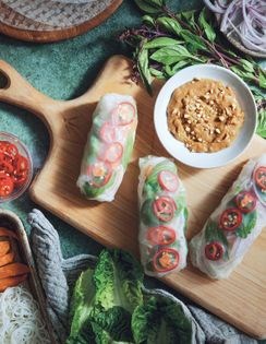Fresh spring rolls with sweet potato