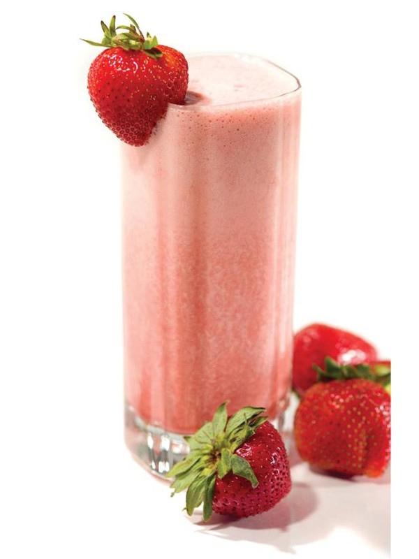 Fresh strawberry banana sunrise smoothie