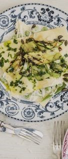 Fresh summer lasagne with herb oil