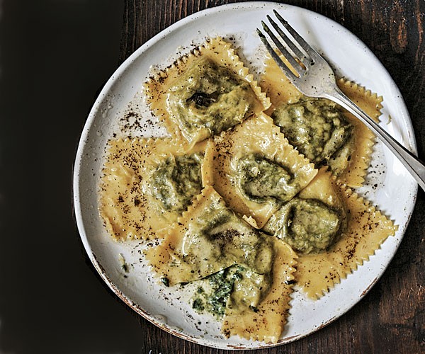 Fresh Swiss chard and ricotta ravioli