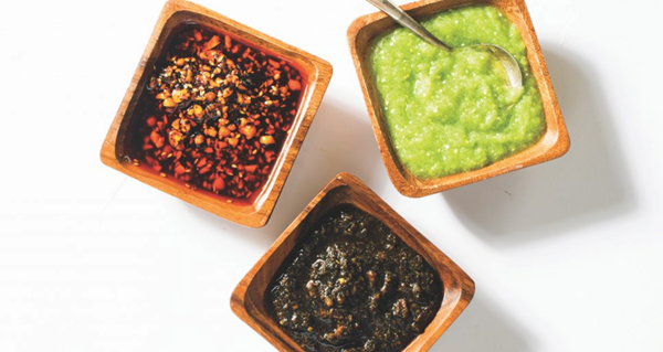 Fresh tomatillo and serrano chile salsa