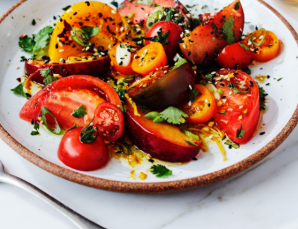 Fresh tomato & plum kimchi with nori sesame salt