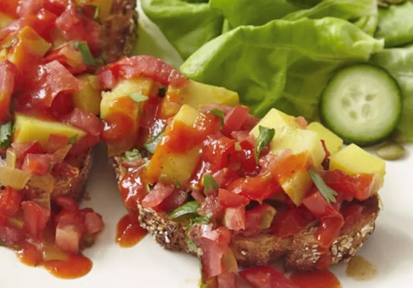 Fresh tomato and potato toast 