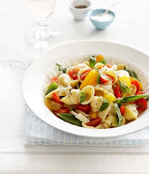 Fresh tomato, mozzarella and basil orecchiette