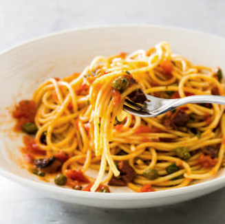 Fresh tomato puttanesca sauce