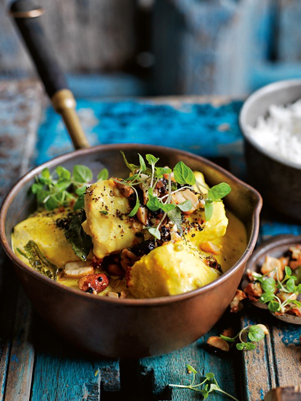 Fresh turmeric coconut fish curry