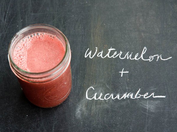 Fresh watermelon and cucumber juice