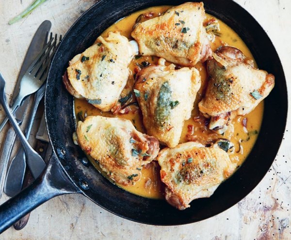 Fricassee of chicken with sage & onions (Pollo in fricassea)