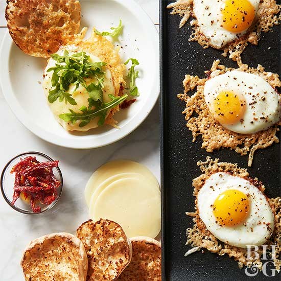 Frico fried egg and cheese breakfast sandwiches