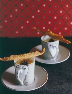 Fried anchovy pastries and anchovy custard