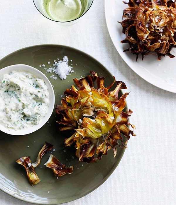 Fried artichokes with gribiche