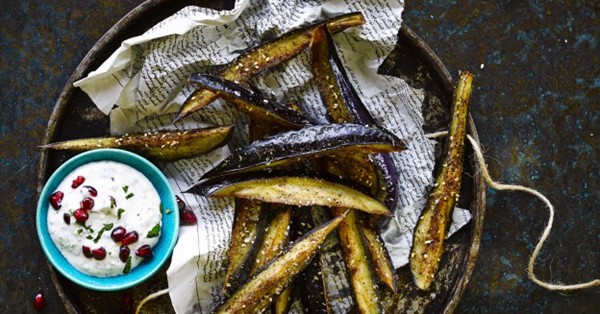 Fried aubergine sticks with sumac and honey