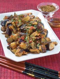 Fried aubergines