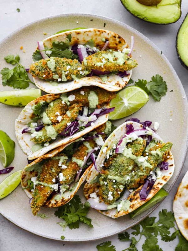 Fried avocado tacos