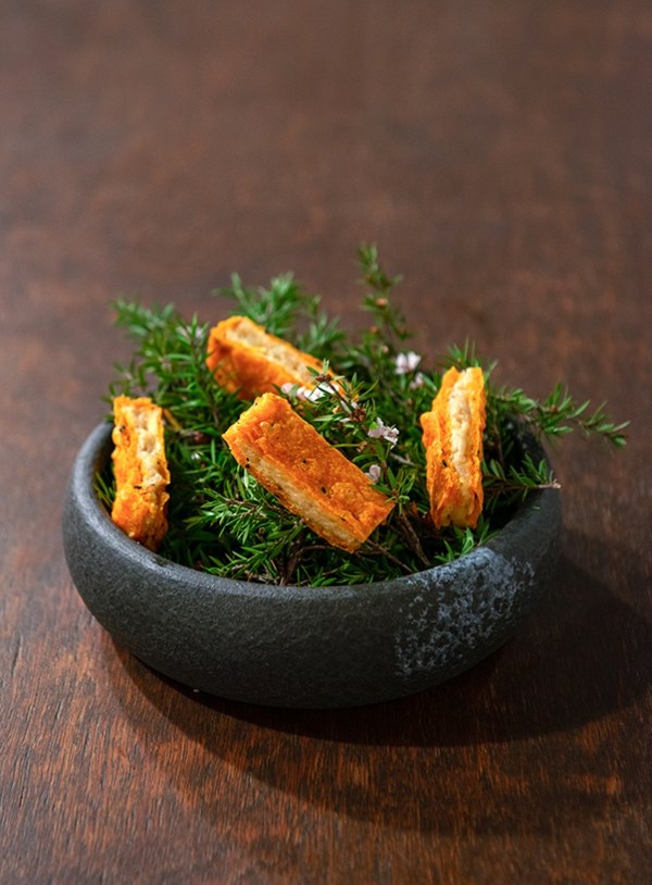 Fried brioche pakora with paneer and truffle